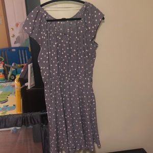 Midi dress LC purple with tan polka dots
